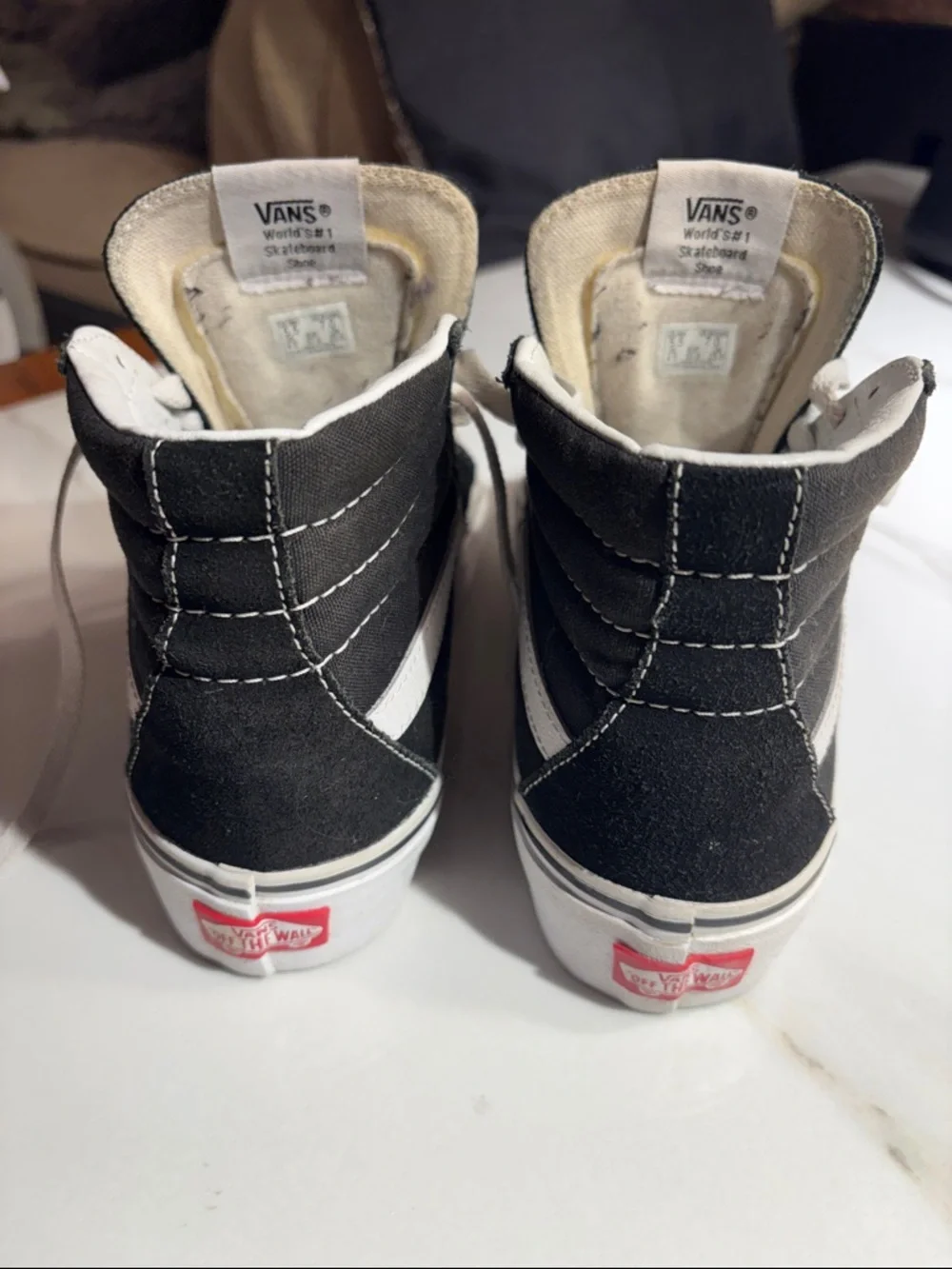 Vans Kids Black and White High-Top Skate Sneakers size 7.0 us woman - Picture 3 of 7